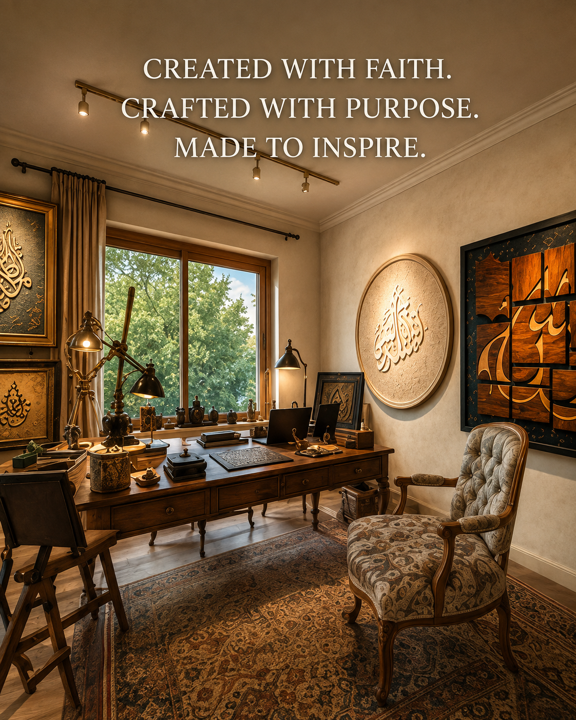 Artwork displayed in a studio interior